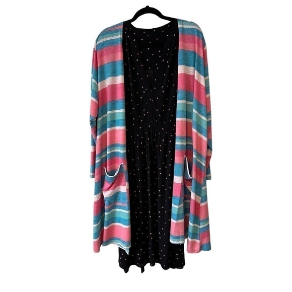 Ditsy Floral Plus Size Sleeveless Shirt Dress with Ties - Size 2X / 3X - Picture 7 of 8